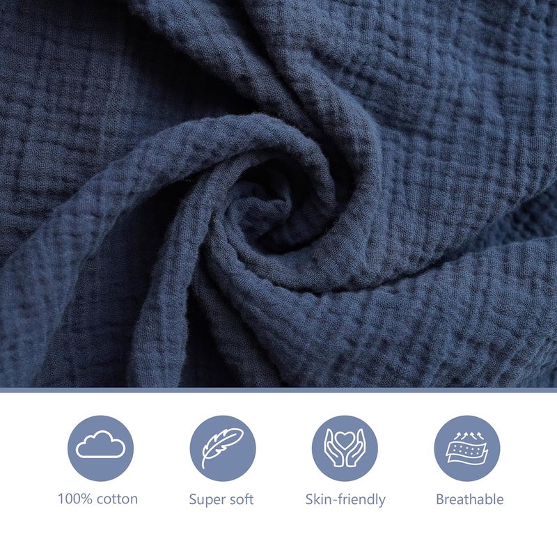 Coreeky 3 Pack Muslin Cotton Changing Pad Covers for Girl, Boy, 100% Soft Changing Table Cover, Breathable Baby Nursery Diaper Chang Pad Sheets (Nightfall Blue) - Image 3